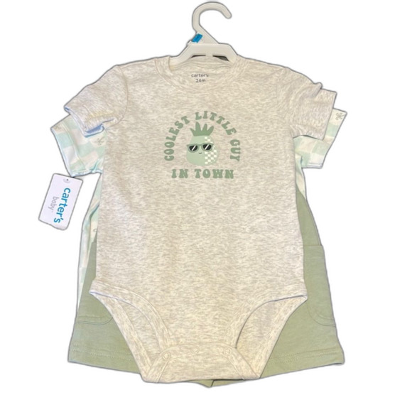 Carter's Gray and Green Kids two Piece Set size 24 Months NWT - Picture 1 of 5